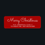 Merry Christmas Elegant Red Hand Lettered Label Return Address Label<br><div class="desc">Modern script text for personalised return address labels. Just add your own custom greeting,  name and address to create a fun and festive decoration for holiday greeting cards and packages.</div>