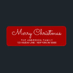 Merry Christmas Elegant Red Hand Lettered Label Return Address Label<br><div class="desc">Modern script text for personalised return address labels. Just add your own custom greeting,  name and address to create a fun and festive decoration for holiday greeting cards and packages.</div>