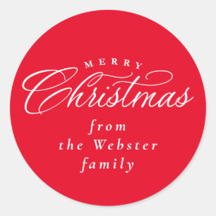 Merry Christmas elegant red holiday gift  Classic Round Sticker