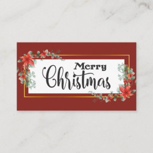 Merry Christmas Elegant Red Poinsettia Floral Business Card