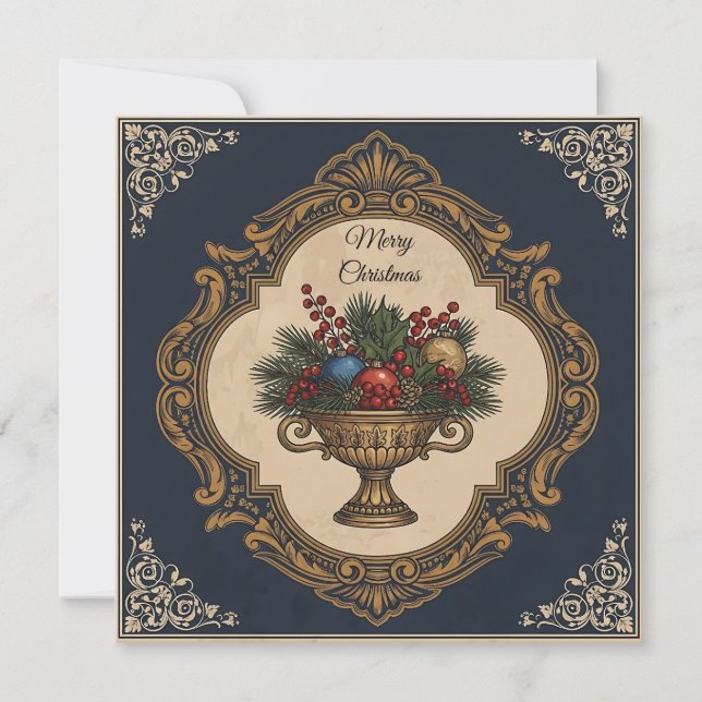 Merry Christmas-Elegant Rustic Simple Typography Holiday Card (Front)