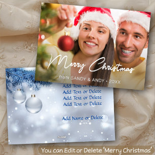Merry Christmas Elegant Script 2 Side Design Photo Holiday Card