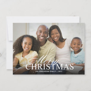 Merry Christmas Elegant Script Photo Flat Card
