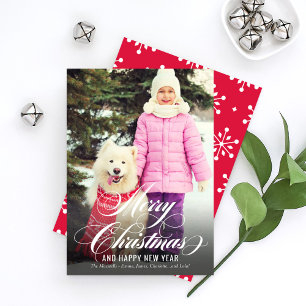 Merry Christmas Elegant Script Photo Holiday Card