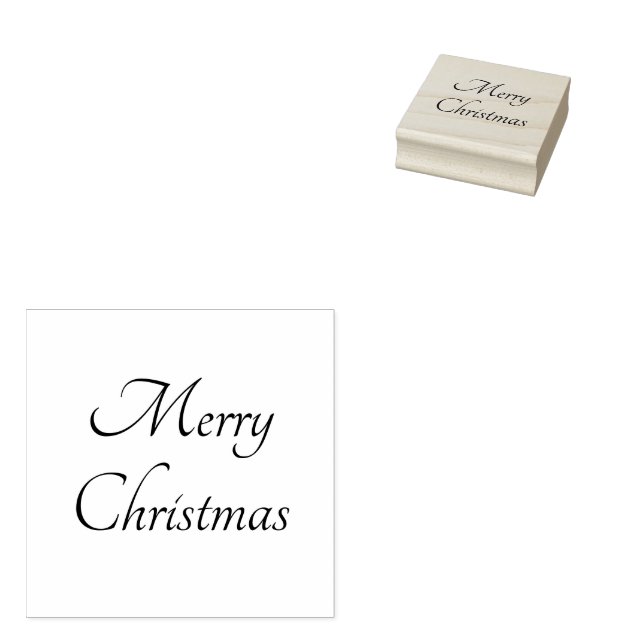 Merry Christmas Elegant Script Typography Rubber Stamp (Stamped)