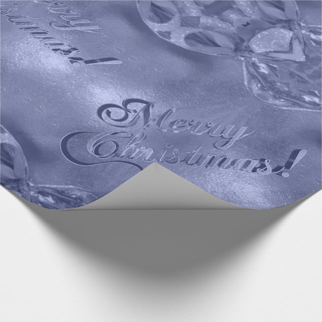 Merry Christmas Elegant Silver Blue Wrapping Paper (Corner)