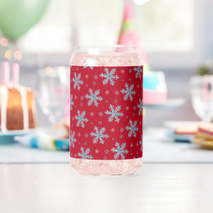 Merry Christmas Elegant Snowflake Holiday Winter Can Glass