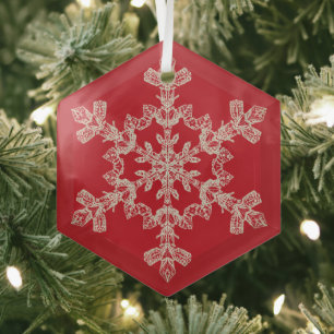 Merry Christmas Elegant Snowflake Holiday Winter Glass Tree Decoration
