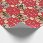 Merry Christmas Elegant Snowflake Photo Red Gold