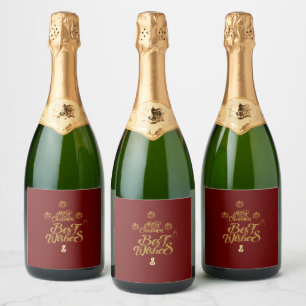 Merry Christmas Elegant Trendy Sparkling Wine Label