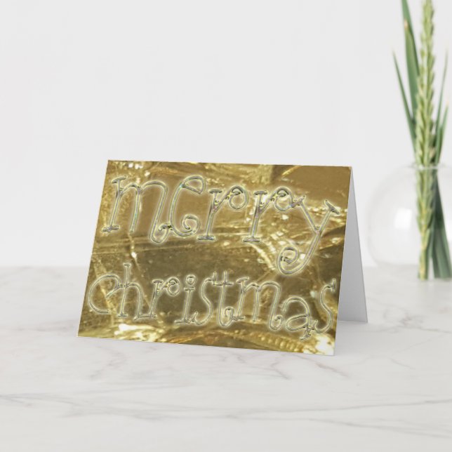 Merry Christmas Elegant Typography Gold Glitter Holiday Card (Front)