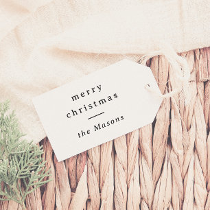 Merry Christmas   Elegant Typography Teal Gift Tags