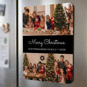 Merry Christmas Elegant White Script 4 Photo Magnet