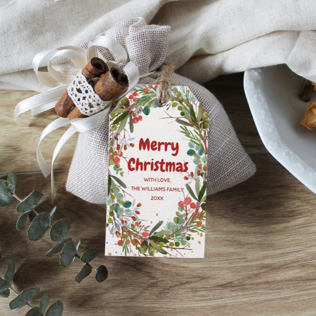 Merry Christmas Elegant Wreath  Gift Tags (Creator Uploaded)