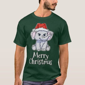 Merry Christmas Elephant Santas Hat Elephant T-Shirt