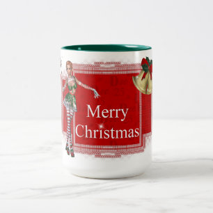 Merry Christmas Elf 2 Design - Holiday Coffee Mug