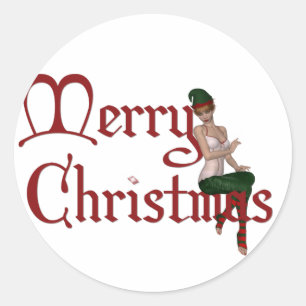 Merry Christmas Elf Design 1 - Holiday Stickers