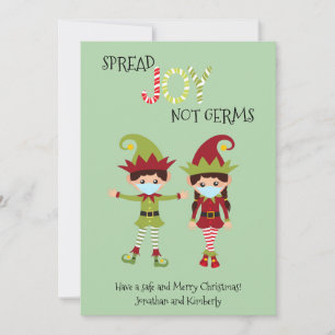 Merry Christmas Elf Face Mask Spread Joy 2020 Holiday Card