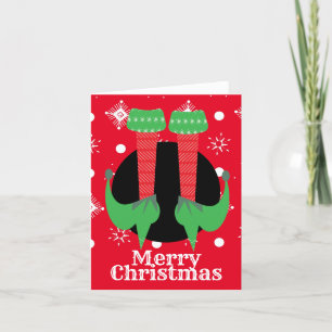 Merry Christmas Elf Feet Heels Snowflakes  Thank You Card