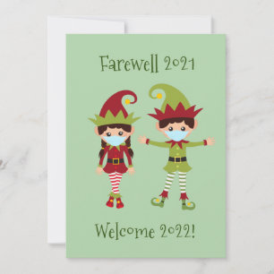 Merry Christmas Elf Funny Face Mask Farewell 2021 Holiday Card