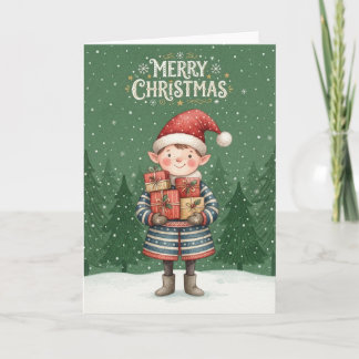 Merry Christmas Elf Holiday Card