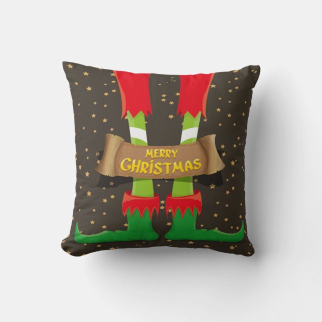 Merry Christmas Elf Legs Cushion (Front)