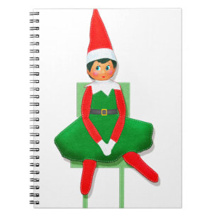 Merry Christmas Elf On Chair Notebook