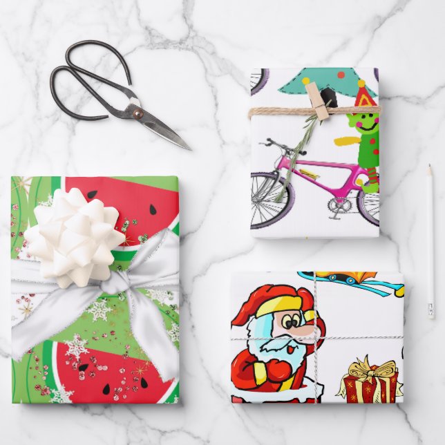 Merry Christmas Elf Watermelon Santa  Wrapping Paper Sheet (Front)