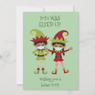Merry Christmas Elfed Up Ethnic Face Mask 2021 Holiday Card