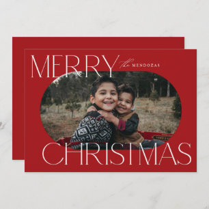 Merry Christmas Ellipse Oval Photo Card