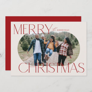 Merry Christmas Ellipse Oval Photo Card