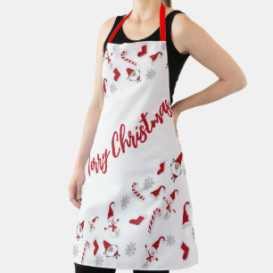 Merry Christmas Elves, Candy Canes, Snowmen Apron