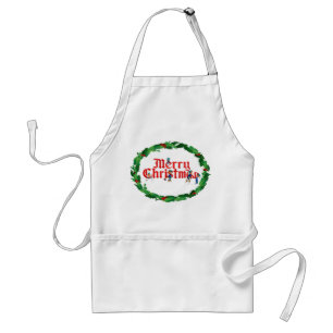 MERRY CHRISTMAS ELVES & HOLLY by SHARON SHARPE Standard Apron