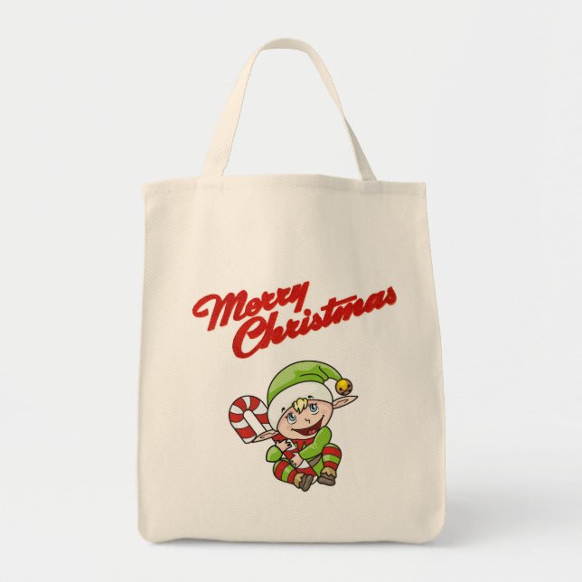 Merry Christmas Elves Tote Bag (Front)