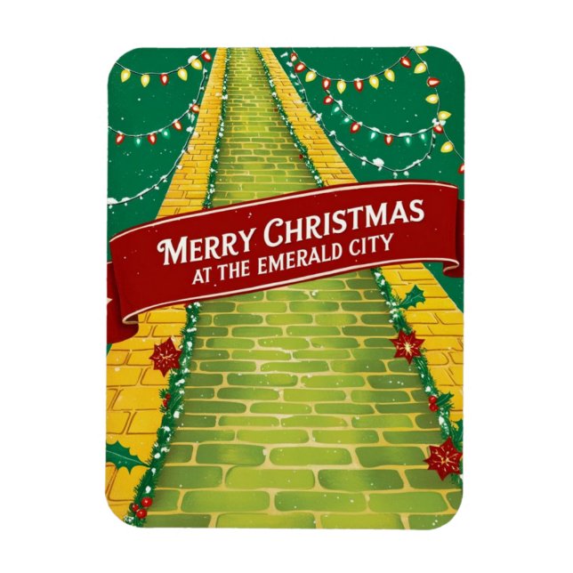 Merry Christmas Emerald City Holiday  Magnet (Vertical)