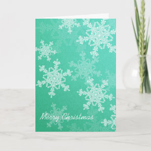 Merry Christmas Emerald White Snowflake Minimalist Holiday Card
