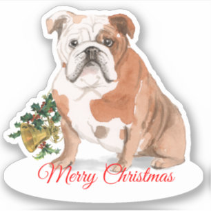 Merry Christmas English Bulldog Custom-Cut Vinyl