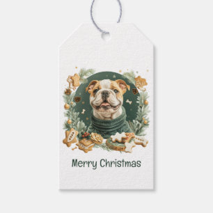 Merry Christmas English Bulldog Gift Tags