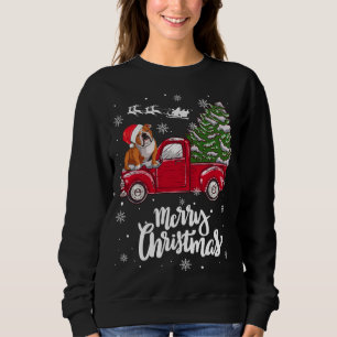 Merry Christmas English Bulldog Santa Red Truck Xm Sweatshirt