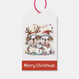 Merry Christmas English Bulldogs Gift Tags