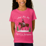 Merry Christmas, Equestrian English Jumping Horse T-Shirt<br><div class="desc">Merry Christmas,  Equestrian English Jumping Thoroughbred Horse,  Jump For Joy,  Kids,  Girl's Winter Holiday Season T-Shirt</div>