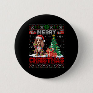 Merry Christmas Er Spaniel Dog Lovers Ugly Xmas Sw 6 Cm Round Badge