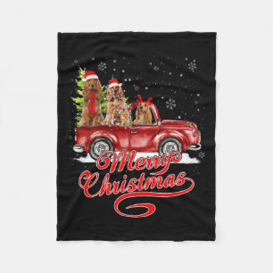 Merry Christmas Er Spaniel Dogs Santa Reindeer Red Fleece Blanket