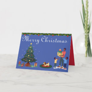 MERRY CHRISTMAS ETHNIC AFRICAN AMERICAN FAMILY CARD