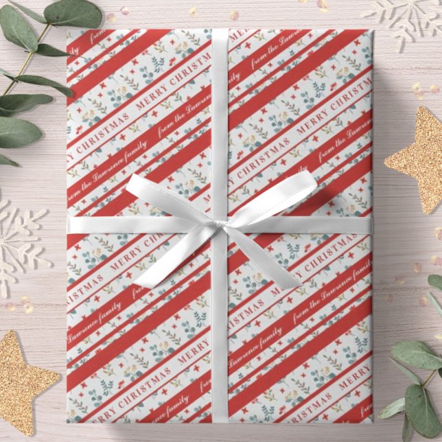 Merry Christmas Eucalyptus Berries Personalised Wrapping Paper (Creator Uploaded)