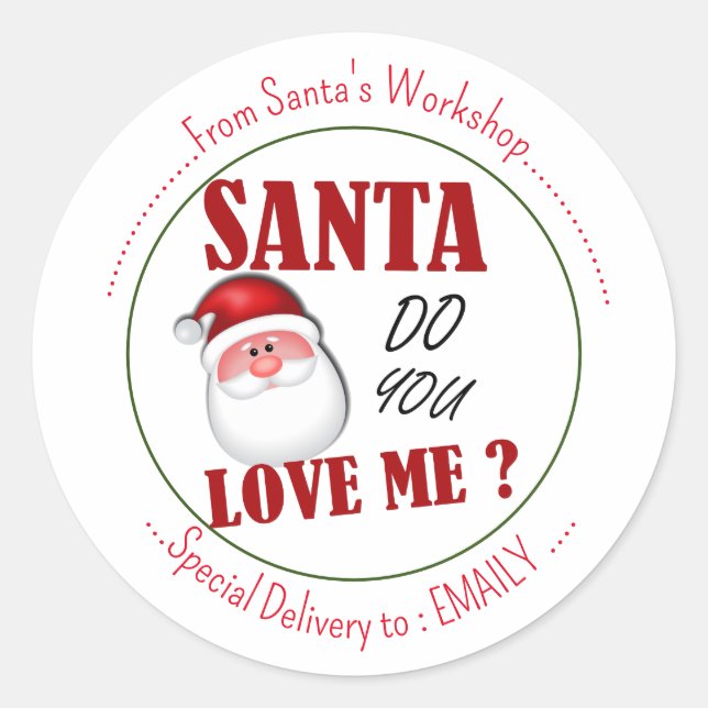 Merry Christmas eve. Santa's love   Classic Round Sticker (Front)