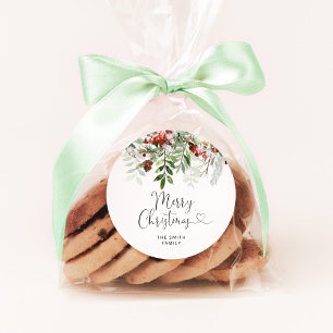 Merry Christmas evergreen Classic Round Sticker