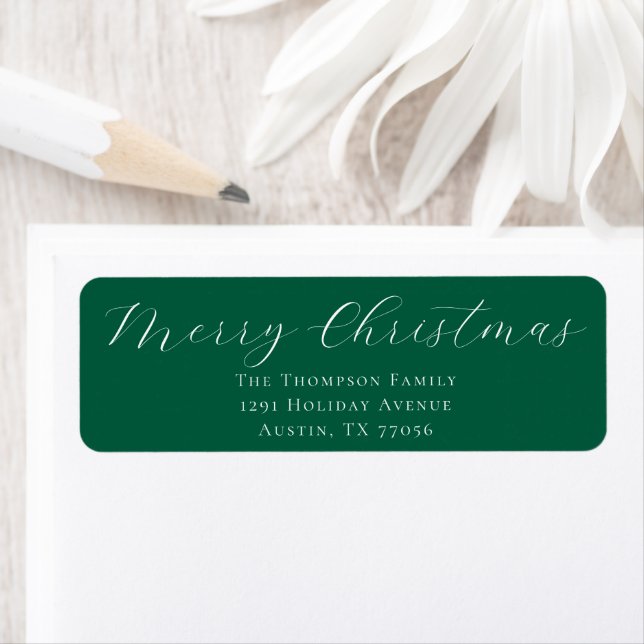 Merry Christmas Evergreen Return Address Label (Insitu)
