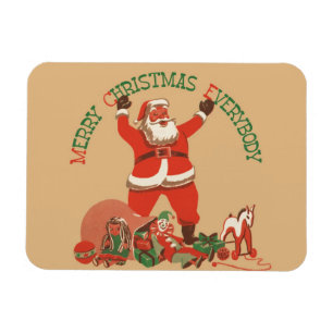 Merry Christmas Everybody! Vintage Santa Claus Magnet