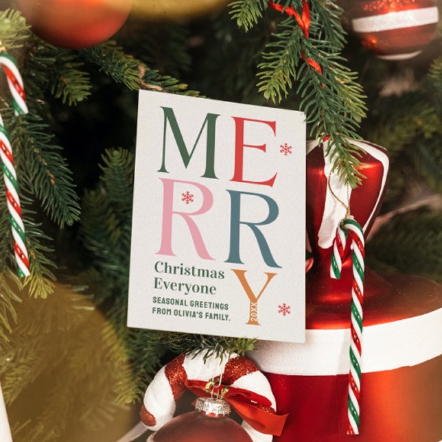 Merry Christmas Everyone Festive Retro Typography Invitation (Creator Uploaded)